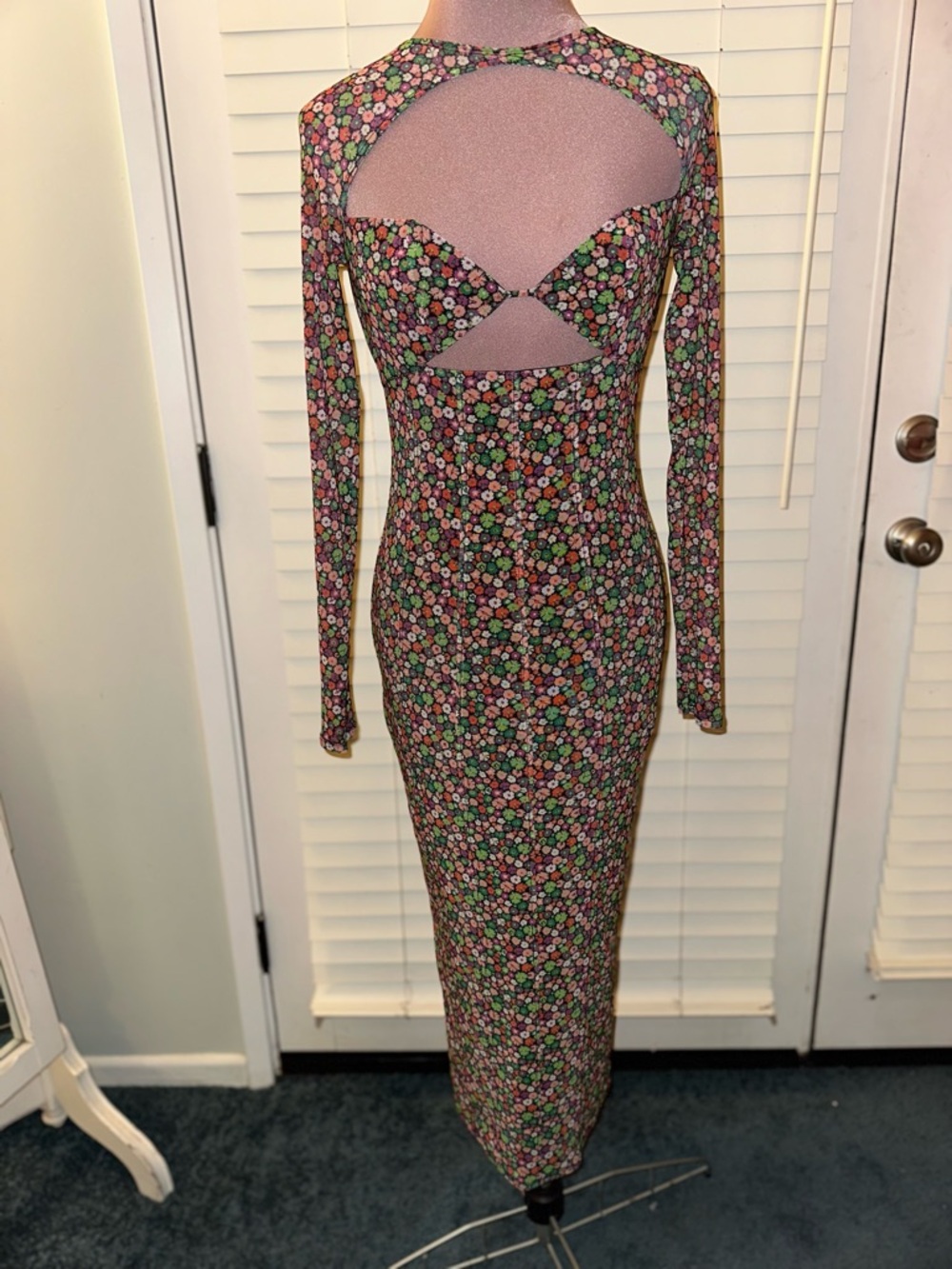 AFRM Floral Cutout Maxi Dress in Pink and Green